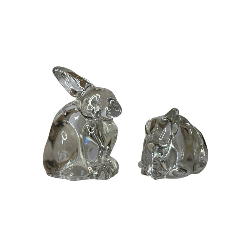 Gorham NEW Fine Crystal Glass Bunny Rabbit Salt & Pepper Shakers Easter Czech